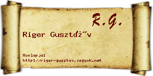 Riger Gusztáv névjegykártya